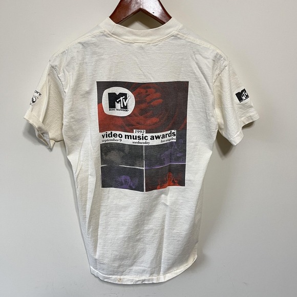 Vintage MTV Video Music Awards Shirt Mens Large White Sony CD Promo 1992 Graphic